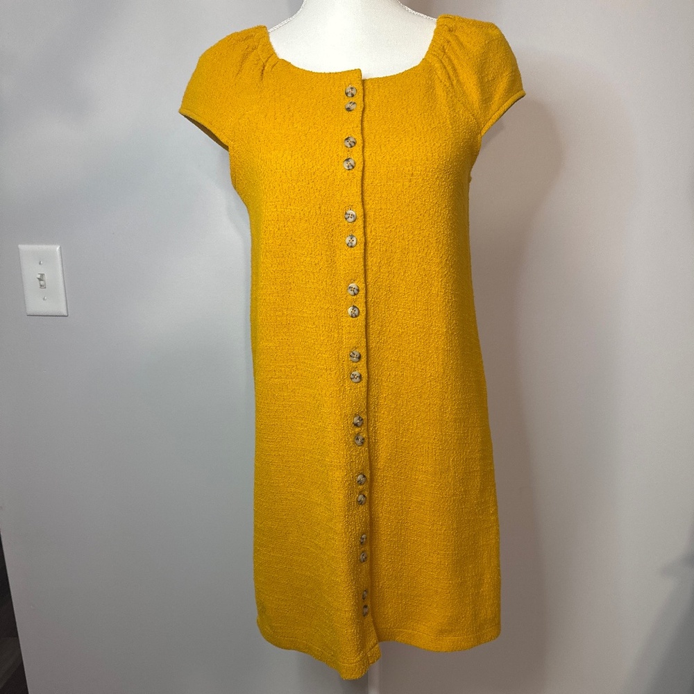 Madewell Texture &Thread Boho Button Front Cap Sleeve Mini Dress